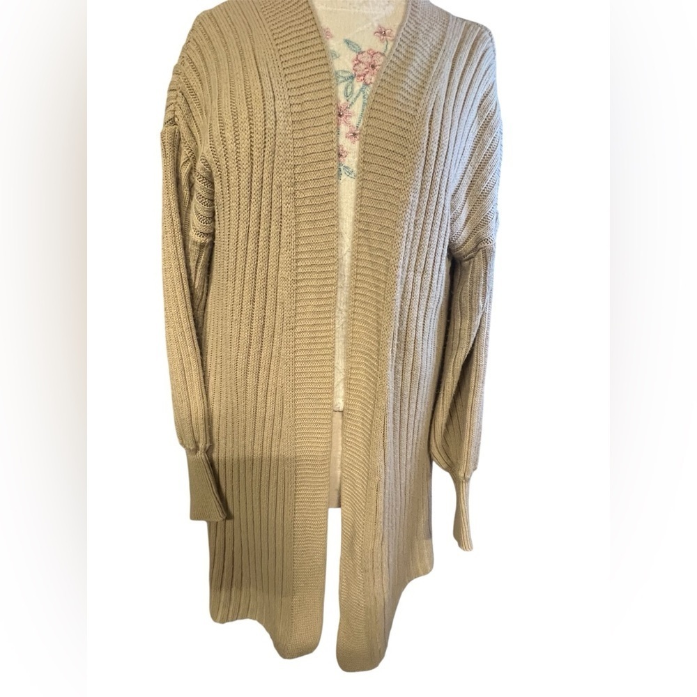 PrettyLittleThing Tan Ribbed Cardigan - Picture 2 of 4